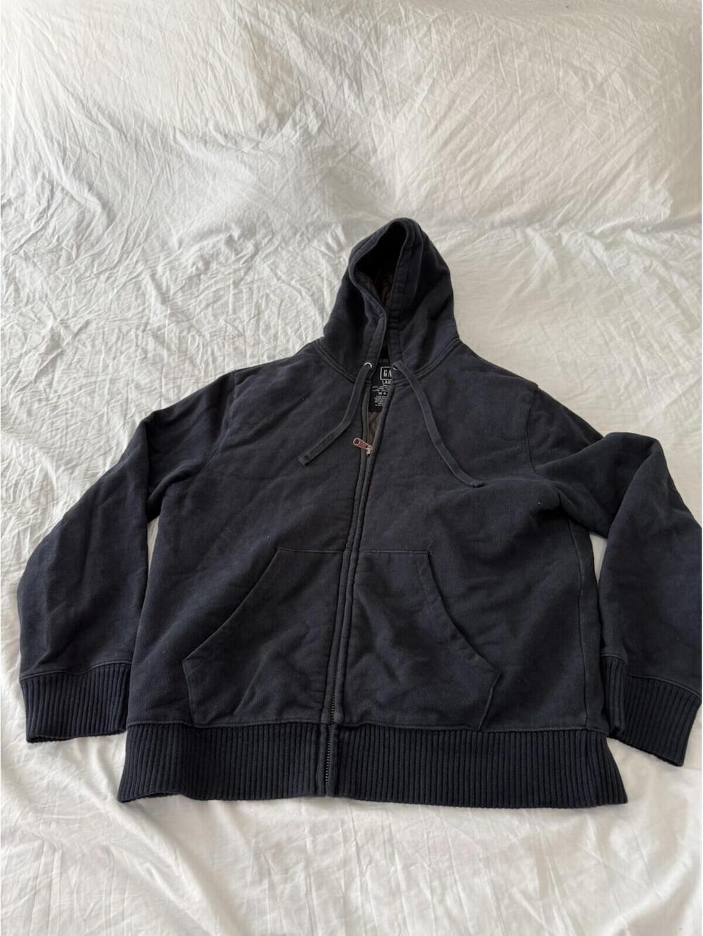 Vintage GAP Jacket Mens Large Navy Blue Hooded 90s Y2K Zip Up 176
